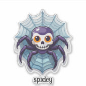 おもしろいスカル付きクモ シール (正面)