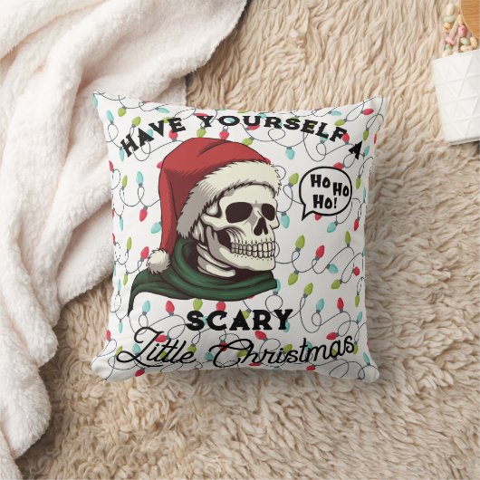 おもしろいスカル着用サンタハットゴシックのクリスマス クッション (ブランケット)
