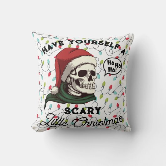 おもしろいスカル着用サンタハットゴシックのクリスマス クッション (正面)