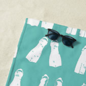 おもしろいスキューバダイビングフィンブルーとホワイト ビーチタオル (インサイチュ)