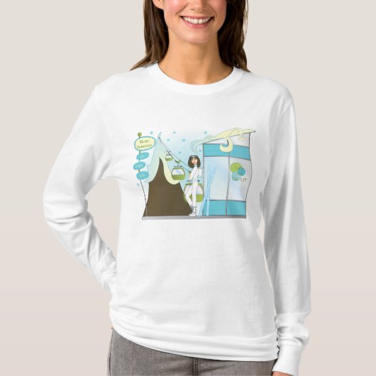 おもしろいスキーロッジ Tシャツ (正面)