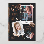 おもしろいスクラップブックフォトアルバムノートThen & Now Grad 箔招待状 (正面)