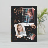 おもしろいスクラップブックフォトアルバムノートThen & Now Grad 箔招待状 (立ち正面)