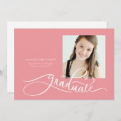 おもしろいスクリプトによる手書き卒業の発表 招待状 (正面/裏面)