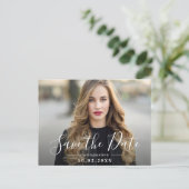 おもしろいスクリプトの卒業写真を保存する ポストカード (スタンド正面)