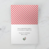 おもしろいスクリプトハッピーニューイヤー写真かわいい赤ストライプ色 シーズンカード (内部)