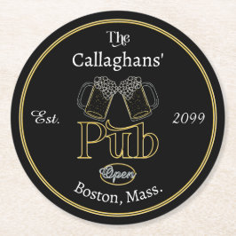 おもしろいスクリプト文字Pub w Beers飲み物用コースター ラウンドペーパーコースター