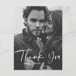 おもしろいスクリプト書道結婚写真の感謝 ポストカード
