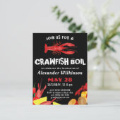 おもしろいスクリプトCrawfish煮沸卒業BBQ招待状 ポストカード (スタンド正面)