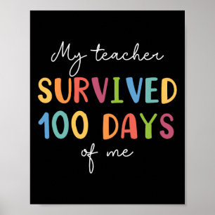 おもしろいスクールボーイズガールズキッズギフト100日の学校 ポスター