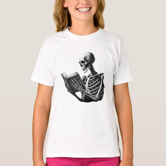 おもしろいスケルトンとその読習慣 Tシャツ (正面)