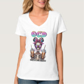 おもしろいスケルトンのコーヒーワードアート Tシャツ (正面)