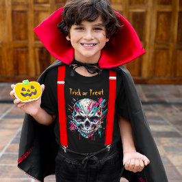 おもしろいスケルトンのドクロの抽象芸術 キッズのハロウィン Tシャツ