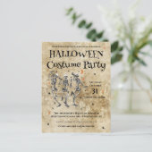 おもしろいスケルトンのハロウィンコスチュームパーティー ポストカード (スタンド正面)