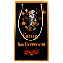 おもしろいスケルトンのハロウィン スモールペーパーバッグ