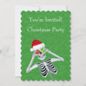 おもしろいスケルトンサンタハットオーナメントアイズオングリーン金ゴールド 招待状 (正面)