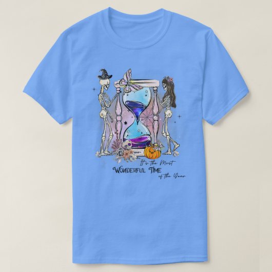 おもしろいスケルトンハロウィンティー砂時計ジャックオールタン Tシャツ (デザイン正面)