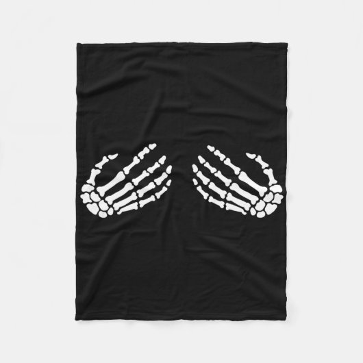 おもしろいスケルトンハンズハロウィンガールズスケルトンブラ フリースブランケット (正面)