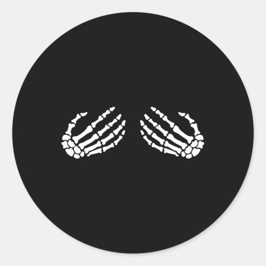 おもしろいスケルトンハンズハロウィンガールズスケルトンブラ ラウンドシール (正面)