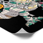 おもしろいスケルトン乗馬ミイラ恐竜Tレックスハロウィン ポスター (角)