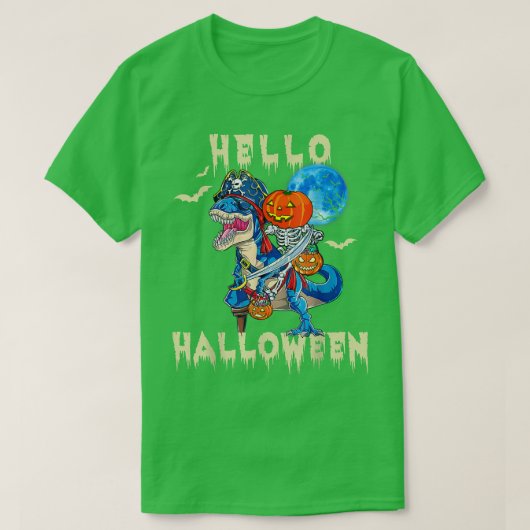 おもしろいスケルトン乗馬ミイラ恐竜T re Pumpkin Tシャツ (デザイン正面)