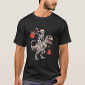 おもしろいスケルトン乗馬TRex恐竜クリスマスティー Tシャツ (正面)