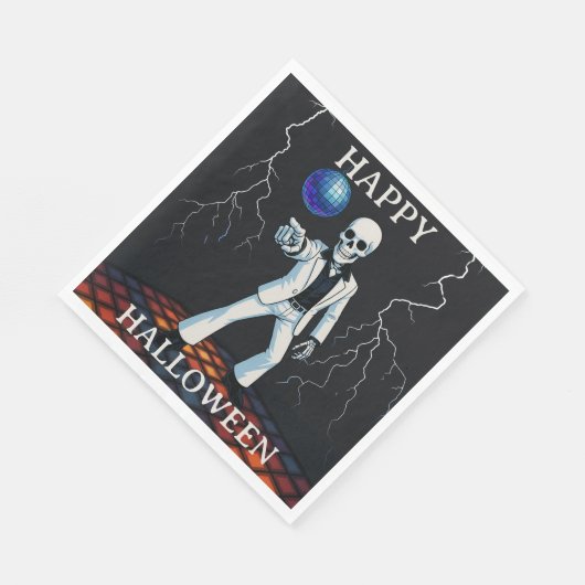 おもしろいスケルトン幽霊のよく出るディスコハローウィンパーティ スタンダードランチョンナプキン (角)