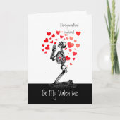 おもしろいスケルトン愛ハートバレンタインロマンチックユーモア シーズンカード (正面)