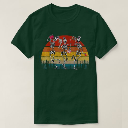 おもしろいスケルトン踊りの中で死んだがバレンティン Tシャツ (デザイン正面)