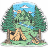 おもしろいスケルトン遊キャンピングギター シール (正面)