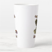 おもしろいスケルトン飲む私は文字通りデッドコーヒー カフェラテマグ (正面)