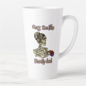 おもしろいスケルトン飲む私は文字通りデッドコーヒー カフェラテマグ (右)