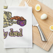 おもしろいスケルトン飲む私は文字通りデッドコーヒー キッチンタオル (四つ折り)