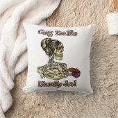 おもしろいスケルトン飲む私は文字通りデッドコーヒー クッション (ブランケット)