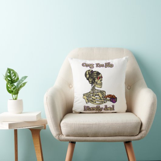 おもしろいスケルトン飲む私は文字通りデッドコーヒー クッション (椅子)