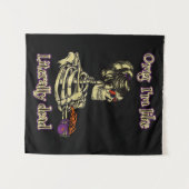 おもしろいスケルトン飲む私は文字通りデッドコーヒー タペストリー (正面(横))