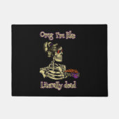 おもしろいスケルトン飲む私は文字通りデッドコーヒー ドアマット (正面)