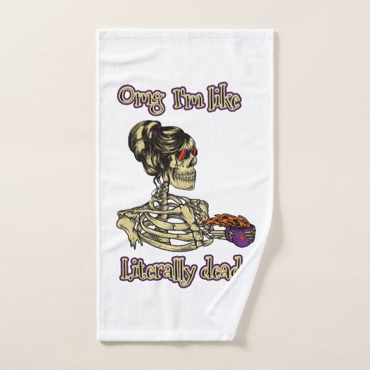 おもしろいスケルトン飲む私は文字通りデッドコーヒー バスタオルセット (ハンドタオル)