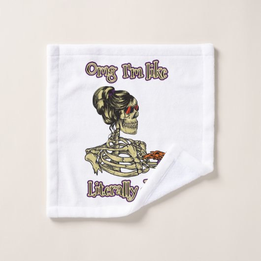 おもしろいスケルトン飲む私は文字通りデッドコーヒー バスタオルセット (ウォッシュタオル)