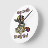 おもしろいスケルトン飲む私は文字通りデッドコーヒー ラウンド壁時計 (傾斜)