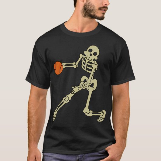 おもしろいスケルトンBasketball Skeletons Halloween Cos Tシャツ (正面)