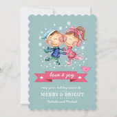 おもしろいスケートで滑るキッズカスタムフラットクリスマスカード シーズンカード (正面)