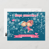 おもしろいスケートで滑るキッズクリスマス シーズンポストカード (正面/裏面)