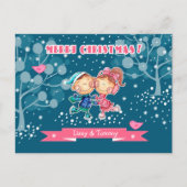 おもしろいスケートで滑るキッズクリスマス シーズンポストカード (正面)