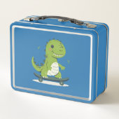 おもしろいスケートボード恐竜 メタルランチボックス (裏面)