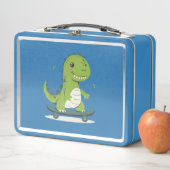 おもしろいスケートボード恐竜 メタルランチボックス (インサイチュ)