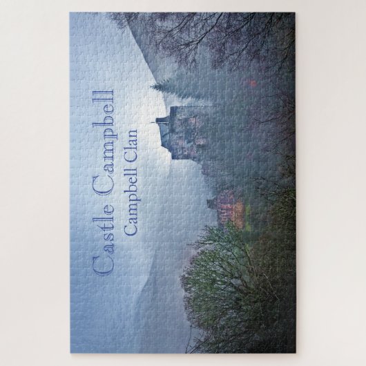 おもしろいスコットランド城キャンベルの霧の風景 ジグソーパズル (縦)