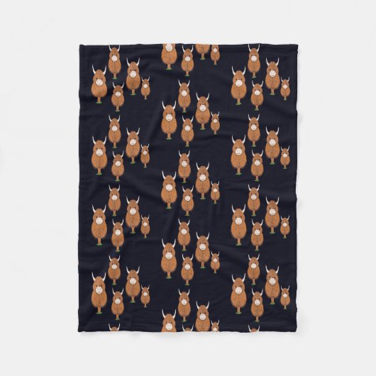 おもしろいスコティッシュハイランドカウグ フリースブランケット (正面)