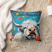 おもしろいスコティッシュハイランド牛の泡。編集可能 クッション (ブランケット)