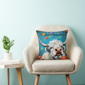 おもしろいスコティッシュハイランド牛の泡。編集可能 クッション (椅子)